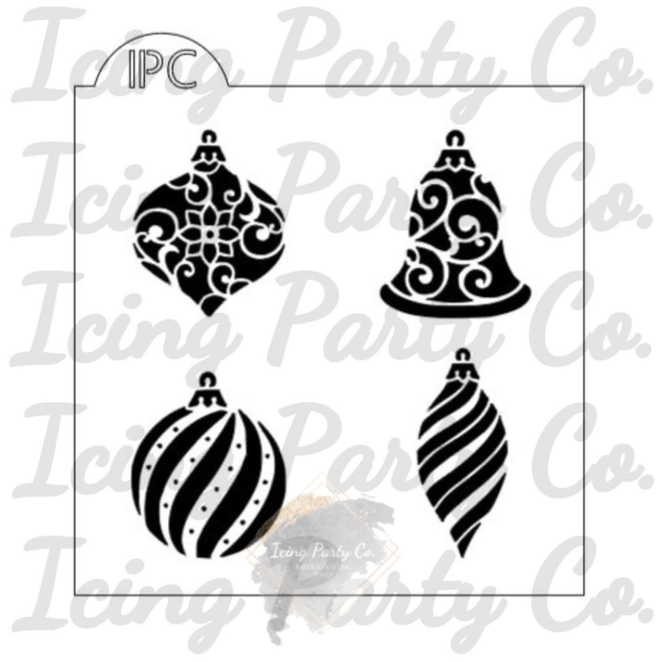 Christmas Ornaments Cookie Stencil