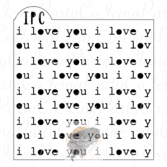 I Love You Typewriter Cookie Stencil