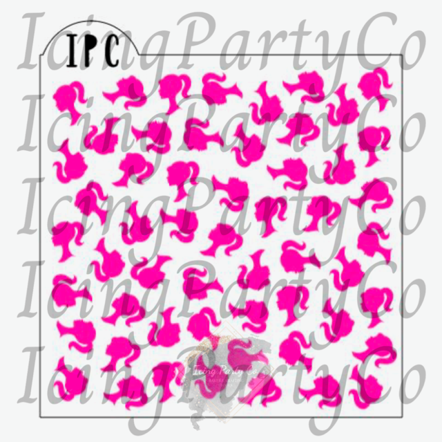 Scattered Doll Head Cookie Stencil