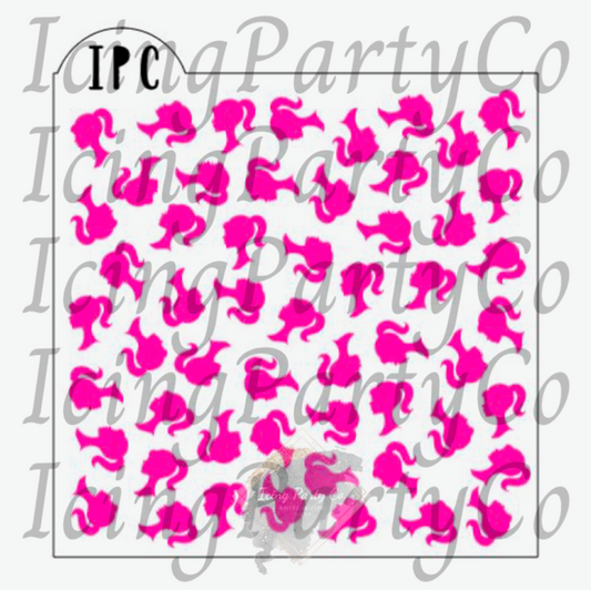 Scattered Doll Head Cookie Stencil