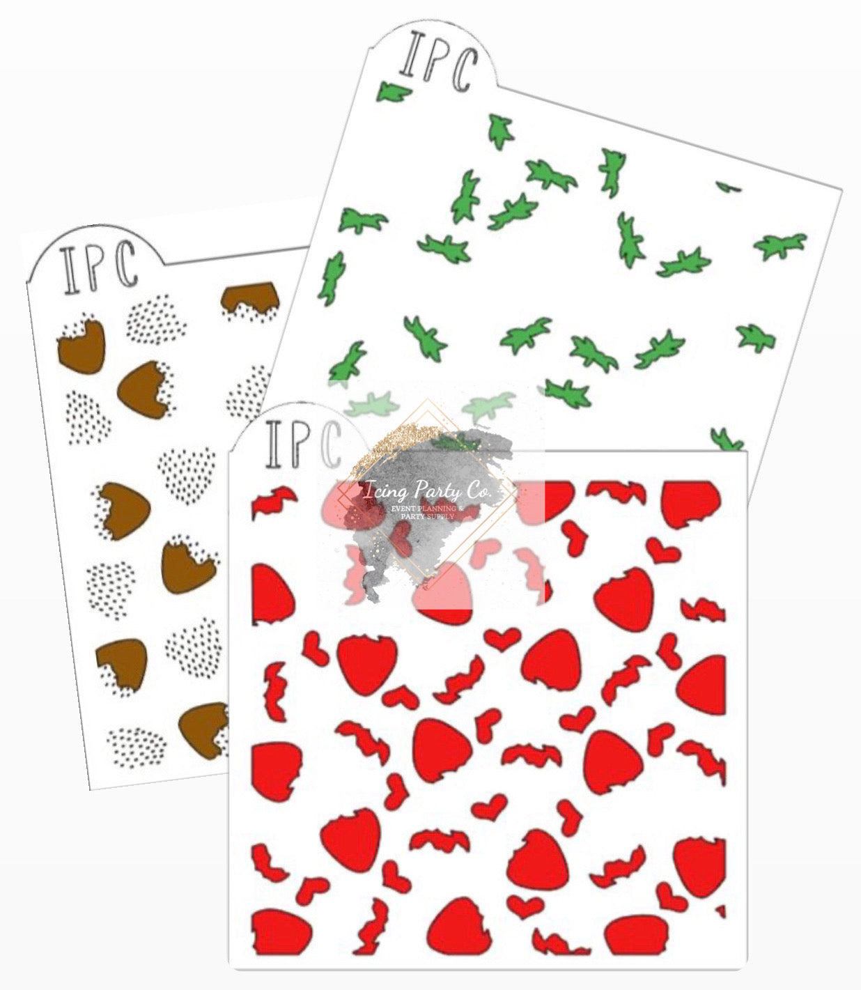 Chocolate Covered Strawberries 3pc Cookie Stencil