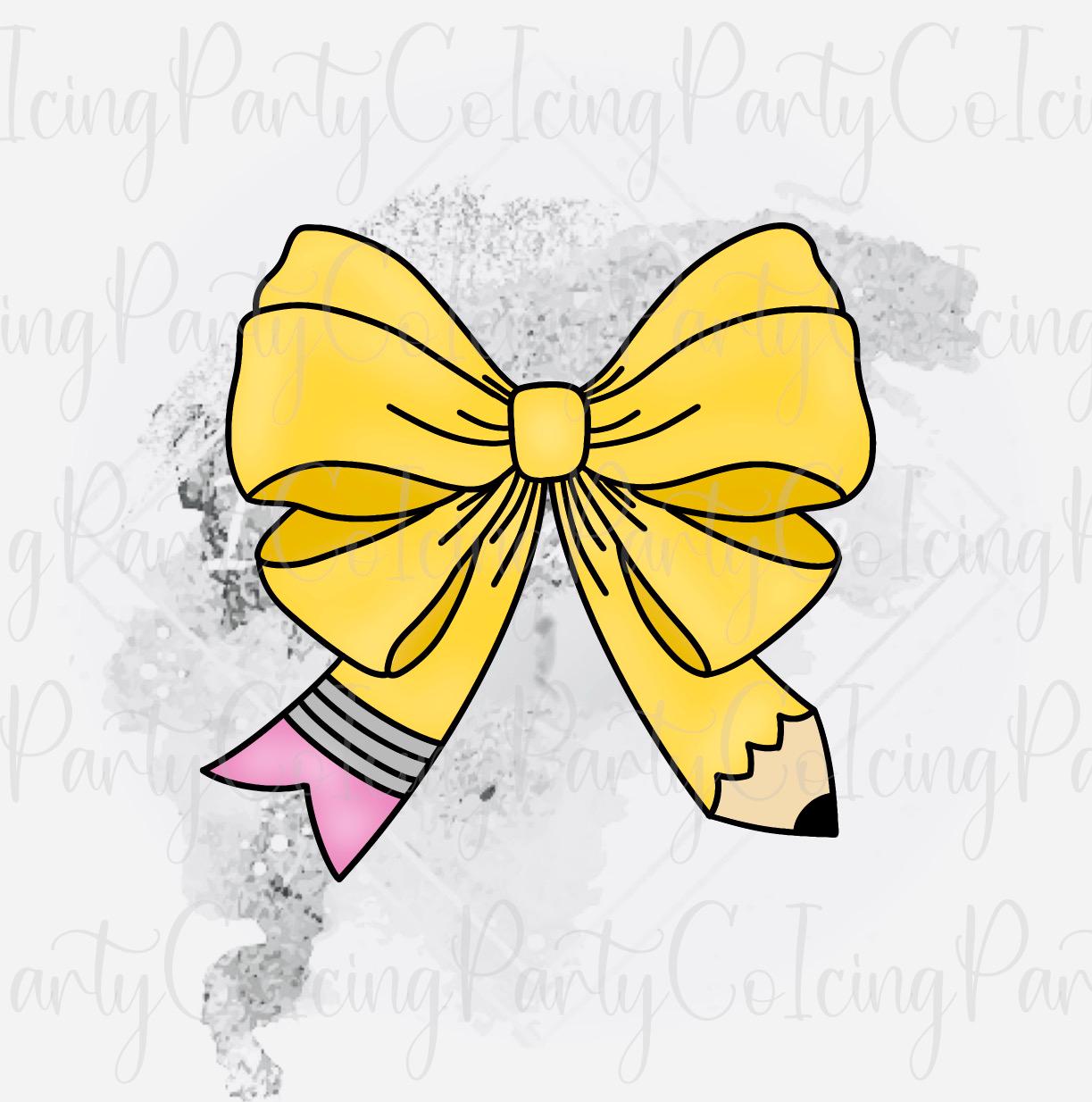 Coquette Pencil Bow Cookie Cutter