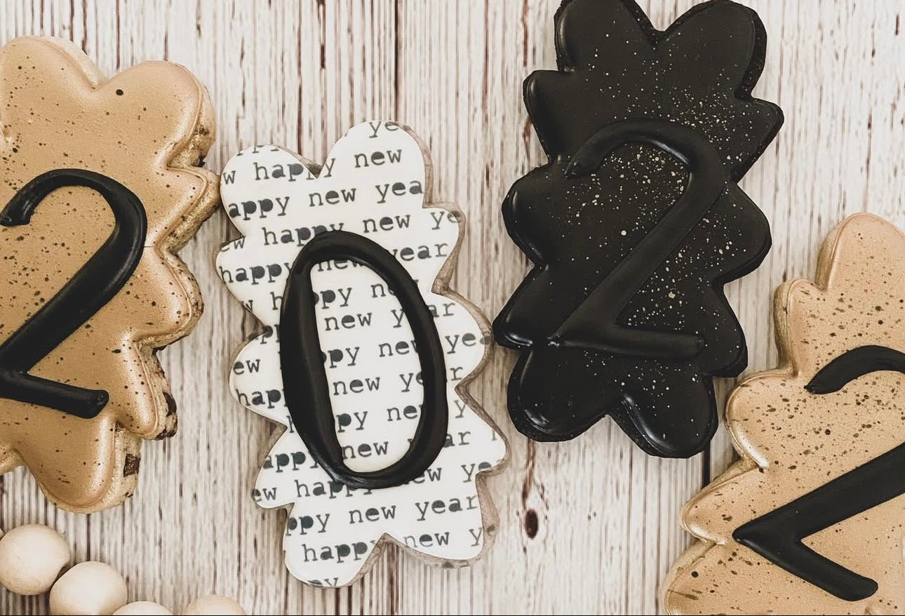 Happy New Year Typewriter Cookie Stencil