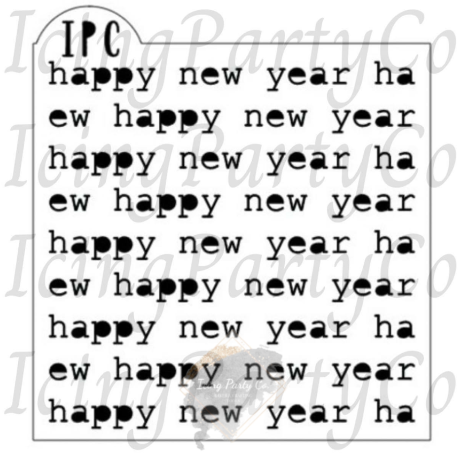 Happy New Year Typewriter Cookie Stencil